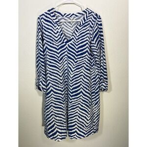 Lilly Pulitzer Rossmore M T-Shirt Dress Blue 12326 Pima Cotton Resort Beach